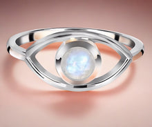 Load image into Gallery viewer, moonstone evil eye ring
