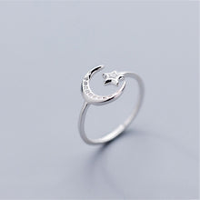 Load image into Gallery viewer, Sterling Silver Moon Star Ring
