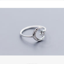 Load image into Gallery viewer, Sterling Silver Moon Star Ring
