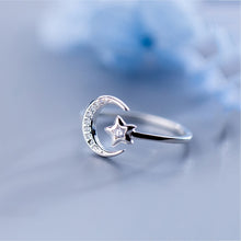 Load image into Gallery viewer, Sterling Silver Moon Star Ring
