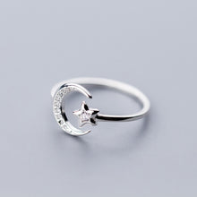 Load image into Gallery viewer, Sterling Silver Moon Star Ring
