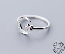 Load image into Gallery viewer, Sterling Silver Moon Star Ring
