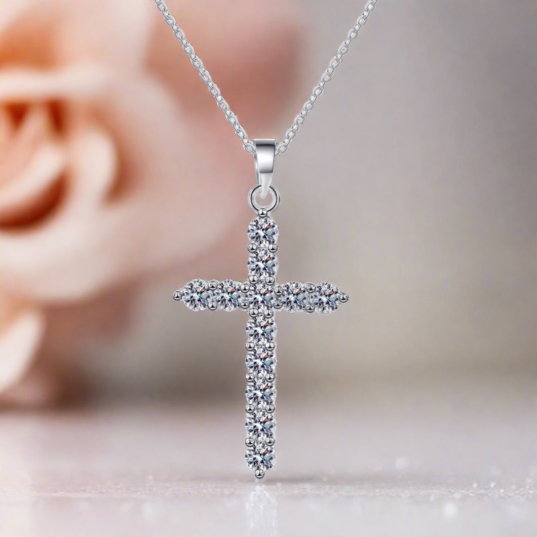 Moissanite Cross Pendant Necklace