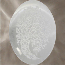 Load image into Gallery viewer, etched palm stone selenite
