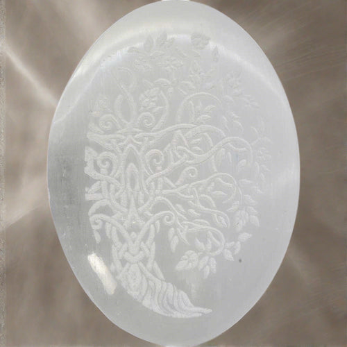 etched palm stone selenite